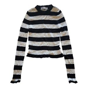 Zara Black & White Striped Sweater Size small